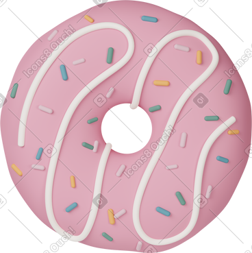 Front view of donut with pink glaze PNG, SVG