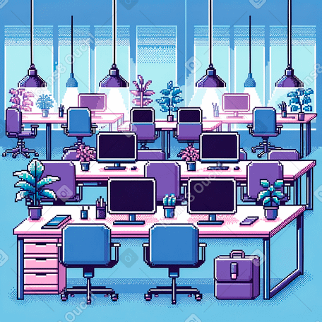 pixel background of an office space PNG, SVG