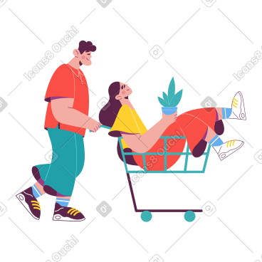 Man and woman doing shopping PNG, SVG