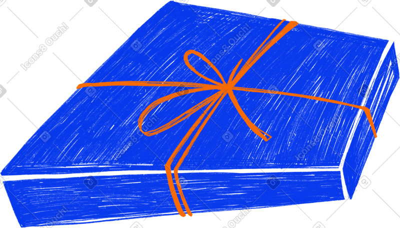 blue gift box with orange bow PNG, SVG