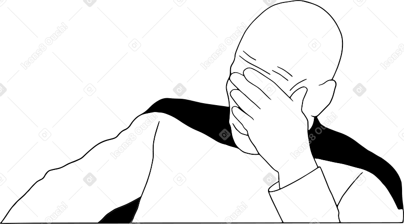 顔を手のひらでジェスチャーする男性 PNG、SVG