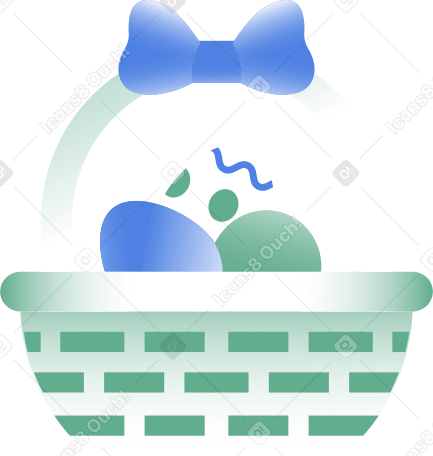 装有复活节彩蛋的篮子 PNG, SVG