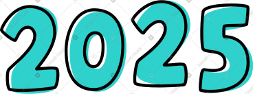 Year 2025 numbers on the ribbon PNG, SVG