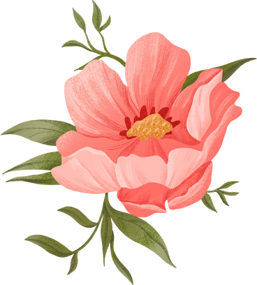 분홍색 꽃과 나뭇잎 PNG, SVG