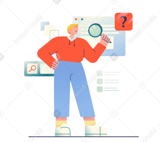 Man searching for information on the web Illustration in PNG, SVG