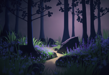 3D fantasy night forest background PNG, SVG