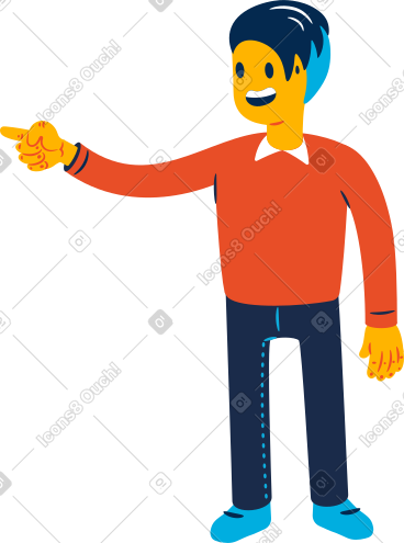 Man pointing a finger from behind the front PNG, SVG