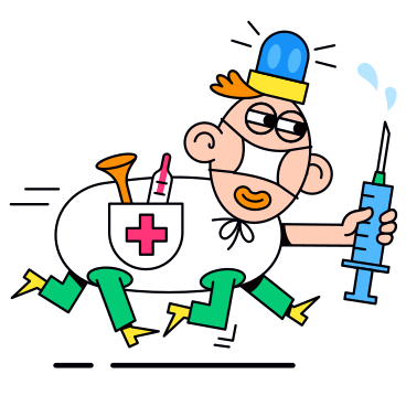 Doctor running with vaccine shot PNG, SVG