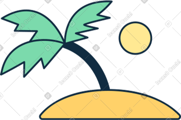 Small palm tree with sun PNG, SVG