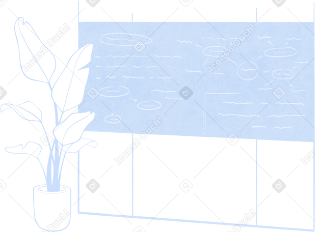 blue blackboard with plant PNG, SVG