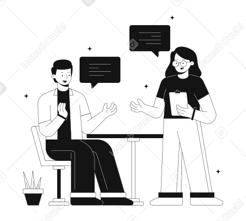 Man and woman discussing design teamwork PNG, SVG