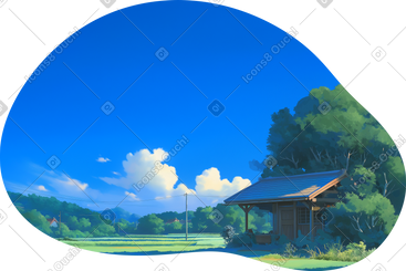 温馨夏日风景背景 PNG, SVG