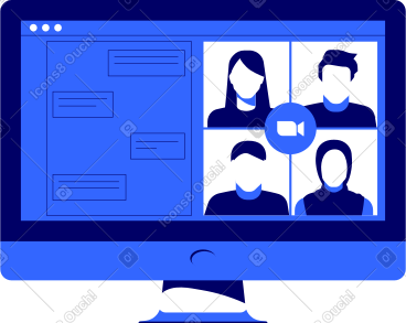 Online video call on monitor PNG, SVG