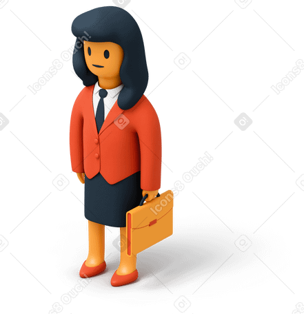 3D Business woman in suit carrying briefcase Illustration in PNG, SVG