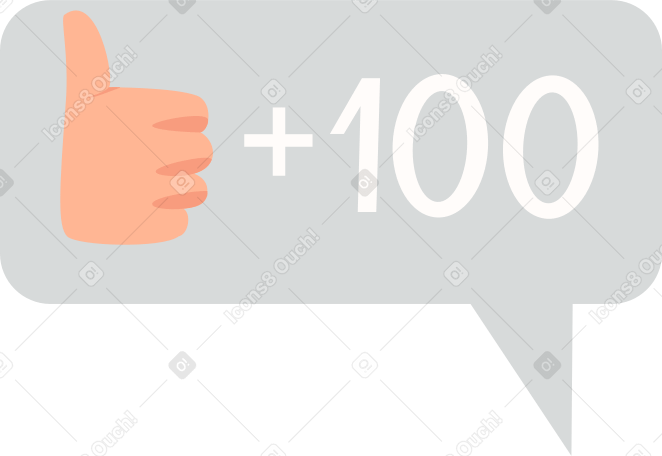 one hundred thumbs up in a speech bubble Illustration in PNG, SVG