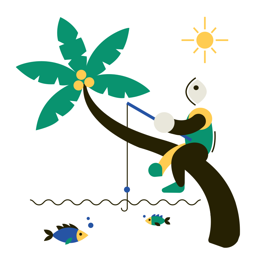 Fishing Illustration in PNG, SVG