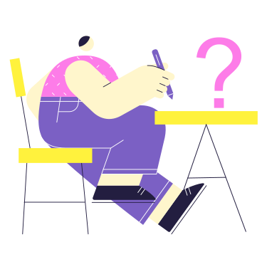 Confused man with pen and question mark PNG, SVG
