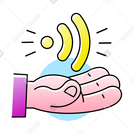 Hand with wi-fi symbol Illustration in PNG, SVG