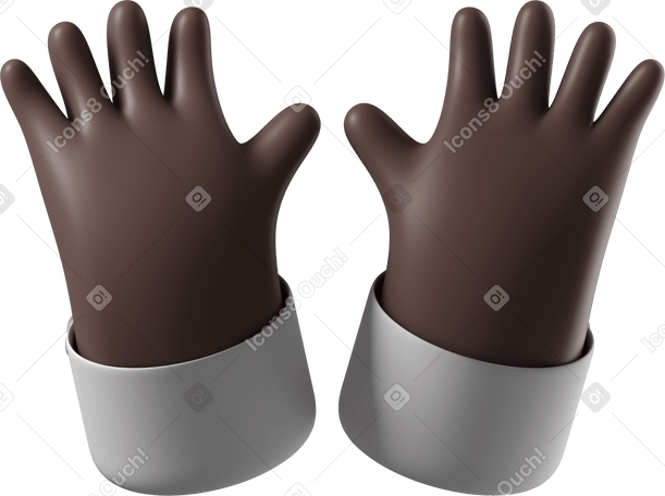 3D Raising open black skin hands PNG, SVG