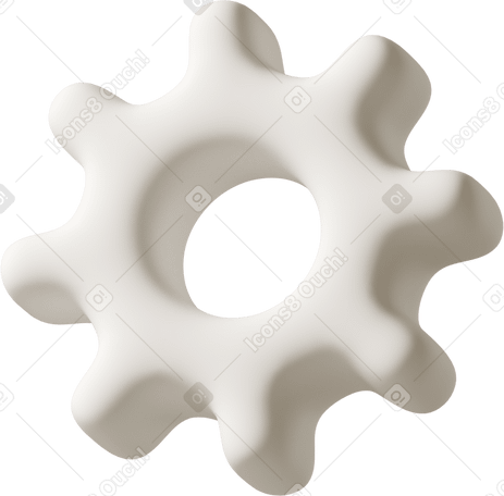 3D white gear PNG, SVG