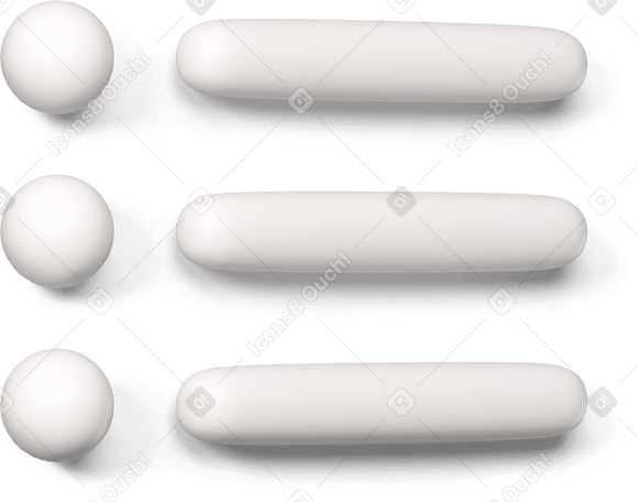 3D White checklist with round items turned to the right Illustration in PNG, SVG