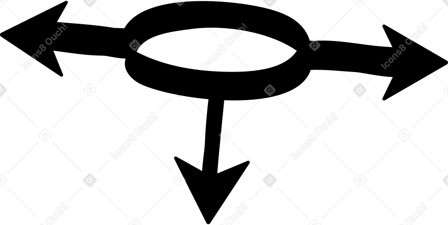 Черный круг с тремя стрелками в PNG, SVG