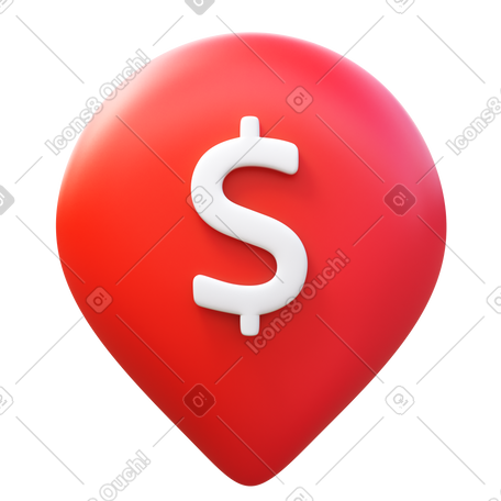 3D dollar place marker PNG, SVG