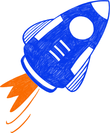 big blue flying rocket PNG, SVG