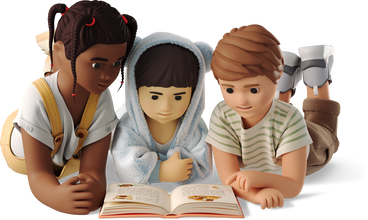 little children reading a book PNG, SVG