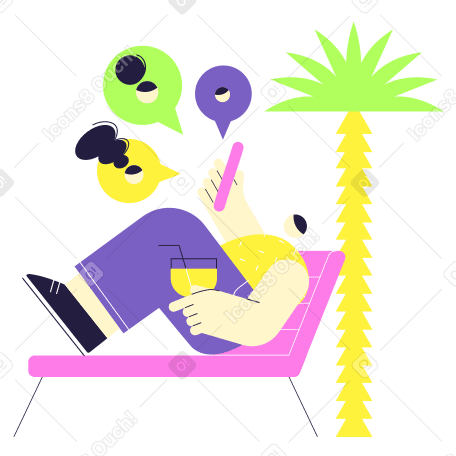 Man sitting on a beach and having zoom meeting  PNG, SVG