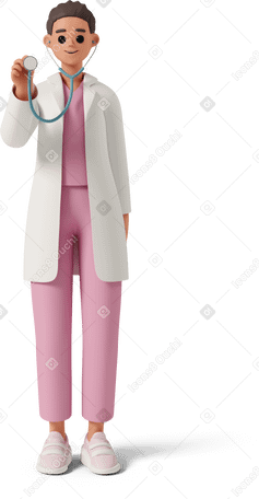 3D female doctor with stethoscope PNG、SVG