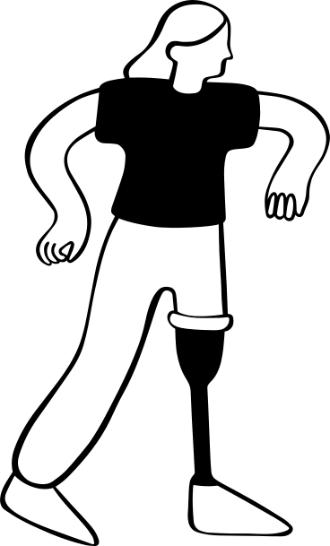 Woman with prosthetic leg PNG, SVG