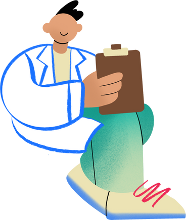 male doctor sitting with tablet PNG, SVG