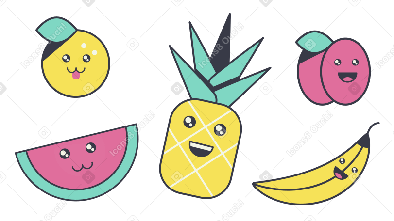 Fruits Illustration in PNG, SVG