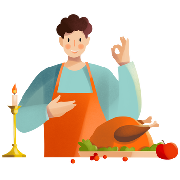 Man cooked turkey for Thanksgiving PNG, SVG