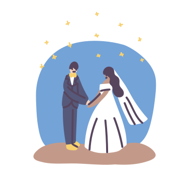 Bride and groom holding hands at wedding PNG, SVG