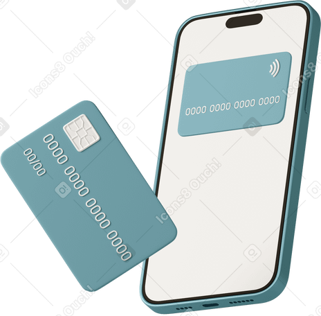 3D phone and credit card PNG, SVG