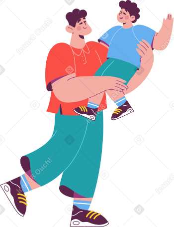 Мужчина держит мальчика на руках в PNG, SVG