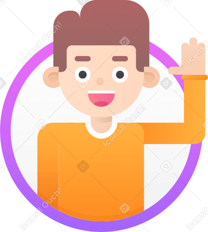 man with raised hand in circle Illustration in PNG, SVG