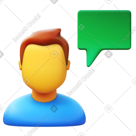 3D 有聊天泡泡的男人 PNG, SVG