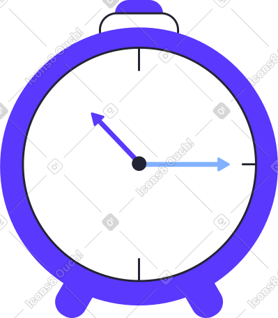 big blue retro alarm clock PNG, SVG