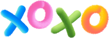 lettering xoxo in multicolored style text PNG, SVG