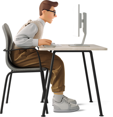 man working on a computer PNG、SVG