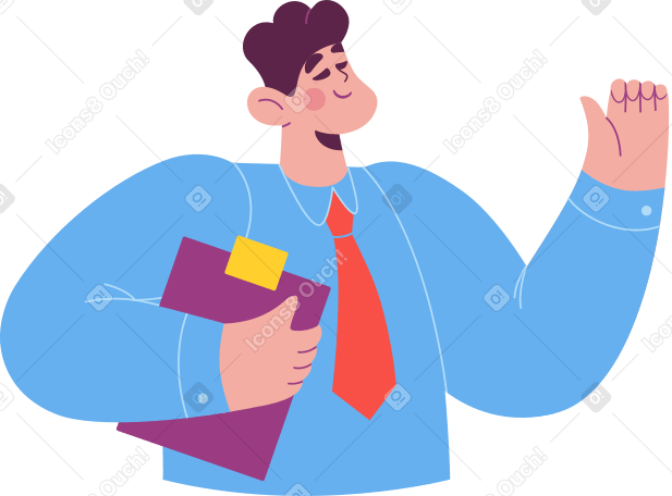 man in office clothes with a tablet Illustration in PNG, SVG