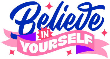 lettering believe in yourself with stars text PNG, SVG