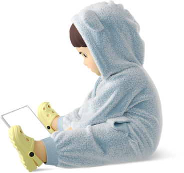 small child with laptop PNG, SVG