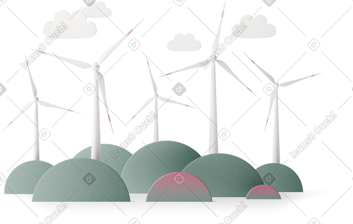 3D wind farm PNG, SVG