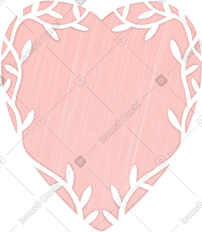 pink frame in the shape of a heart with a floral pattern PNG, SVG