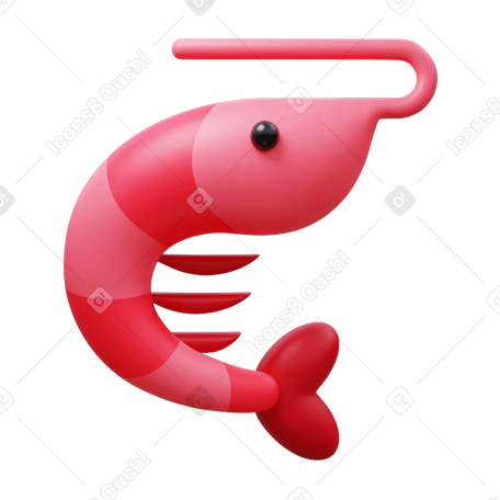 3D prawn Illustration in PNG, SVG
