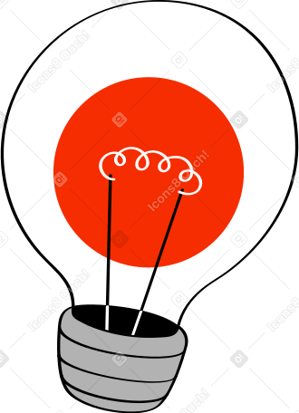 light bulb with red light Illustration in PNG, SVG